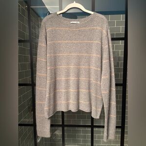 Reformation Gray Striped Knit Sweater